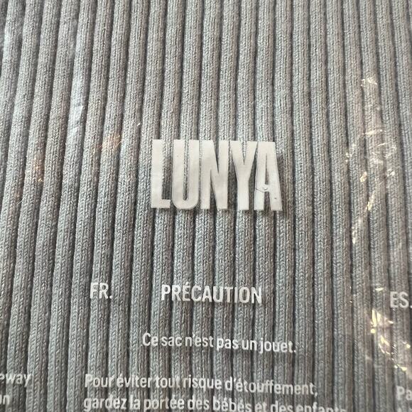 LUNYA Cozy Cotton Silk Ribbed Bike Short Chilled Blue High Rise Pocket Large NEW - Picture 12 of 14